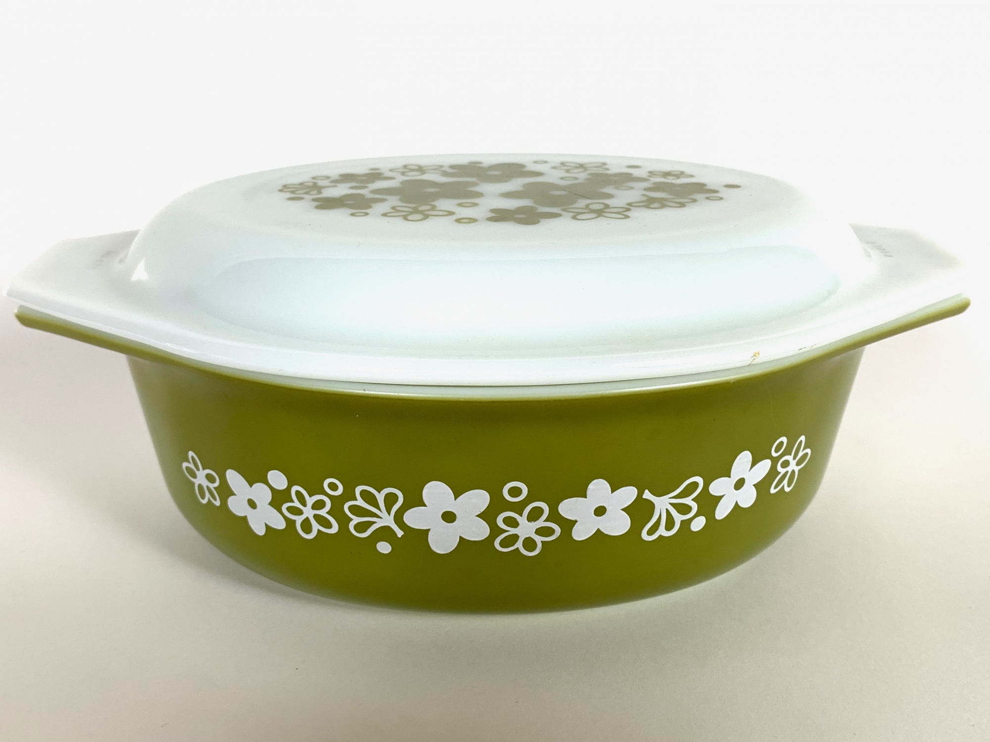 Spring Blossoms Green Oval Covered Casserole